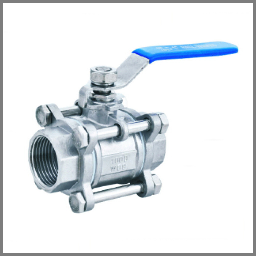 Stainless steel three-piece ball valves threaded ends