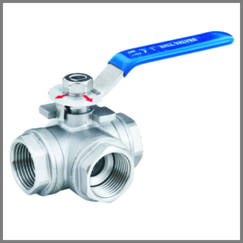 Stainless steel three-way ball valves threaded ends